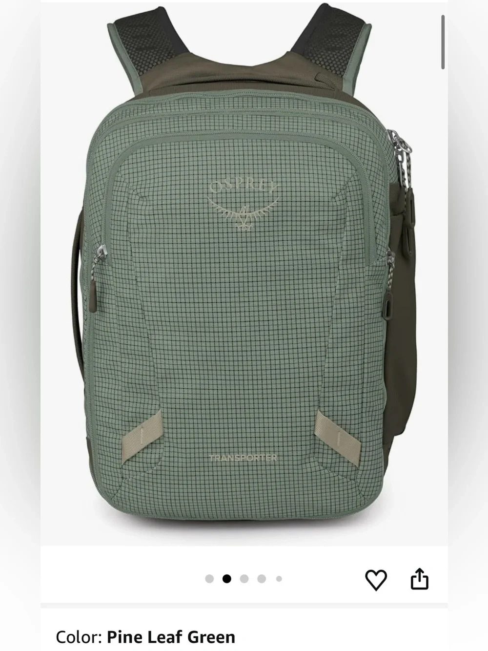 New Osprey Transporter 26+6 Travel Pack pine leaf Green travel backpack carry on